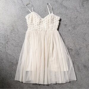 Elegant Cream Lace Mini Dress